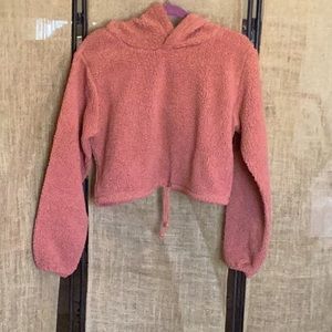 Faux Sherpa Cropped Hoodie